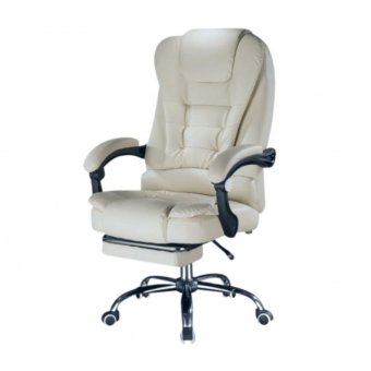 Кресло руководителя с массажом и с подставкой для ног Luxury Gift белое