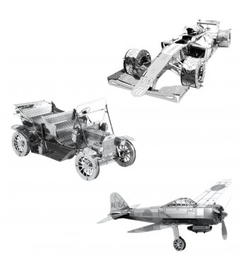 Набор 3D пазлов металлический самолет, автомобиль, гоночный болид Luxury Gift, сборные модели