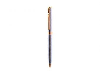 Набор "Delucci": ручка шариковая, 1мм и ручка-роллер, 0,6мм, синие, корпус серебро