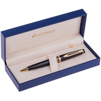 Ручка шариковая "Expert Black GT" синяя, 1мм, корпус черный/золото, поворотн., подарочная упаковка 18, Waterma