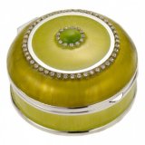 Шкатулка для украшений круглая с зеленым камнем