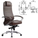 Кресло офисное МЕТТА "SAMURAI" KL-1, кожа, темно-коричневое,  09904
