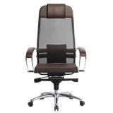 Кресло офисное МЕТТА "SAMURAI" S-1, кевларовая ткань-сетка, темно-коричневое,  09935