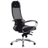 Кресло офисное МЕТТА "SAMURAI" SL-1.04, кевларовая ткань-сетка/кожа, черное,  09997