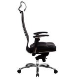 Кресло офисное МЕТТА "SAMURAI" SL-3, без подголовника, кевларовая ткань-сетка/кожа, черное, 80044