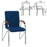 Кресло для приемных и переговорных "Samba" (дерево 1.023), хром.каркас, кожзам синий V-15,  16277