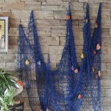 Декоративная рыболовная сеть с ракушками 100*200 см, синяя