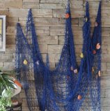 Декоративная рыболовная сеть с ракушками 200*400 см, синяя