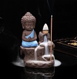 Подставка для благовоний стелющийся дым "Маленький Будда" голубой