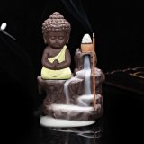 Подставка для благовоний стелющийся дым "Маленький Будда" желтый
