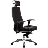 Кресло руководителя Метта "Samurai" KL-3.02, 3D подголовник, кожа черная