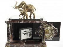Часы-сейф из яшмы "Слоны" С-012