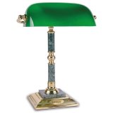 Зеленая настольная лампа, подставка мрамор