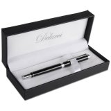 Ручка-роллер "Delucci" черная, 0,6мм, корпус чёрный, подарочный футляр