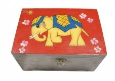 Расписная деревянная шкатулка "Веселые слоники"