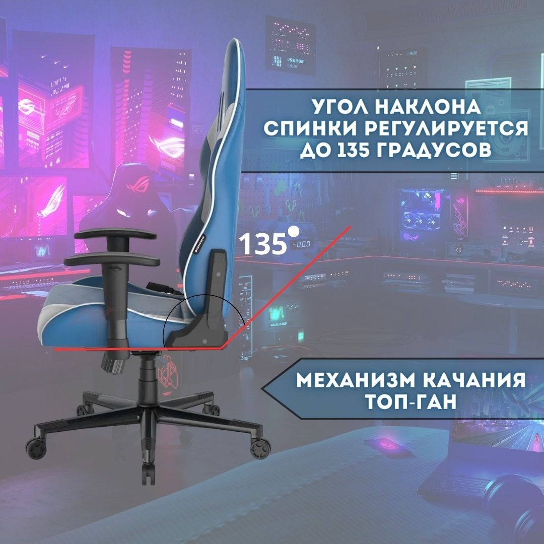 Кресло компьютерное игровое DXRacer OH/P132/BW синее купить быстрая  доставка. В магазине Настольные наборы.ру и подарки.