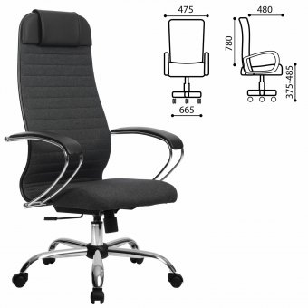 Кресло офисное МЕТТА "К-27" хром, ткань, сиденье и спинка мягкие, серое