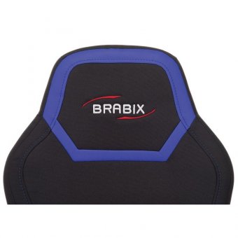 Кресло компьютерное BRABIX "Alpha GM-018", ткань/экокожа, черное/синее, 532638, GM-018_532638