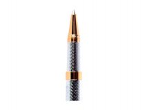 Набор "Delucci": ручка шариковая, 1мм и ручка-роллер, 0,6мм, синие, корпус серебро